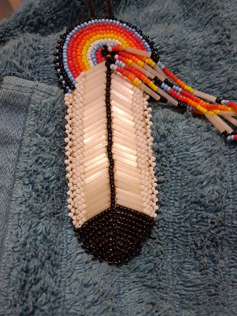 Beaded Rainbow Fringe Pendant Necklace - Multicolor